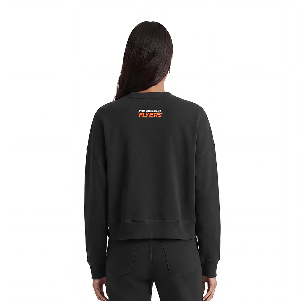 NHL PHILADELPHIA FLYERS CLASSIC WOMEN'S FLC CREWNECK (BLACK) - Image 2