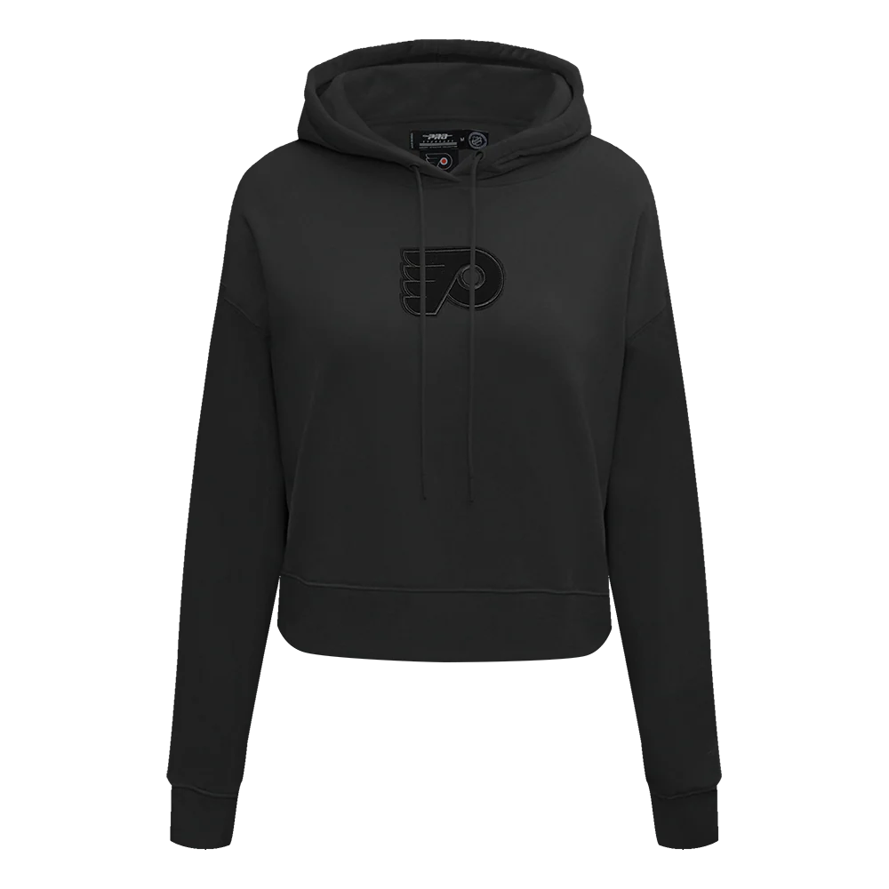 NHL PHILADELPHIA FLYERS NEUTRAL WOMEN'S CROPPED PULLOVER HOODIE (BLACK)