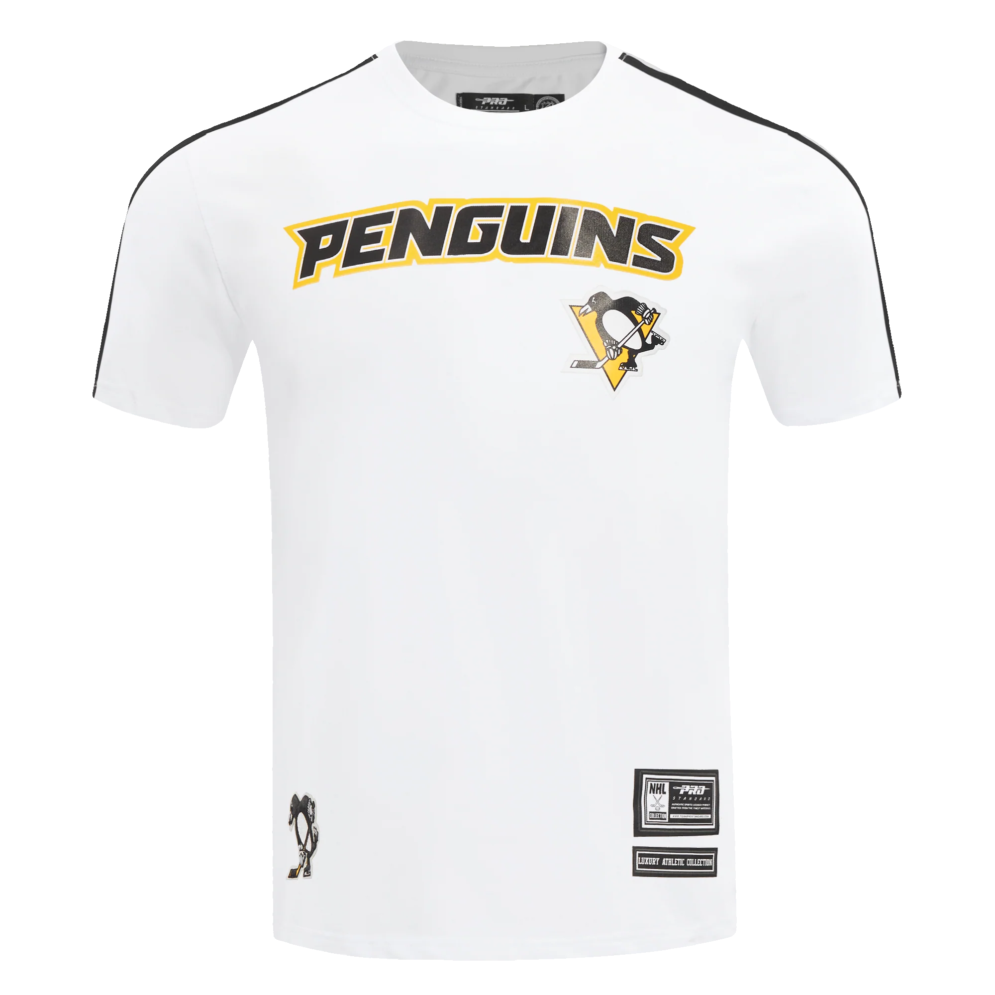 NHL PITTSBURGH PENGUINS CLASSIC MEN'S MESH SINGLE JERSEY STRIPED TEE (WHITE/BLACK)