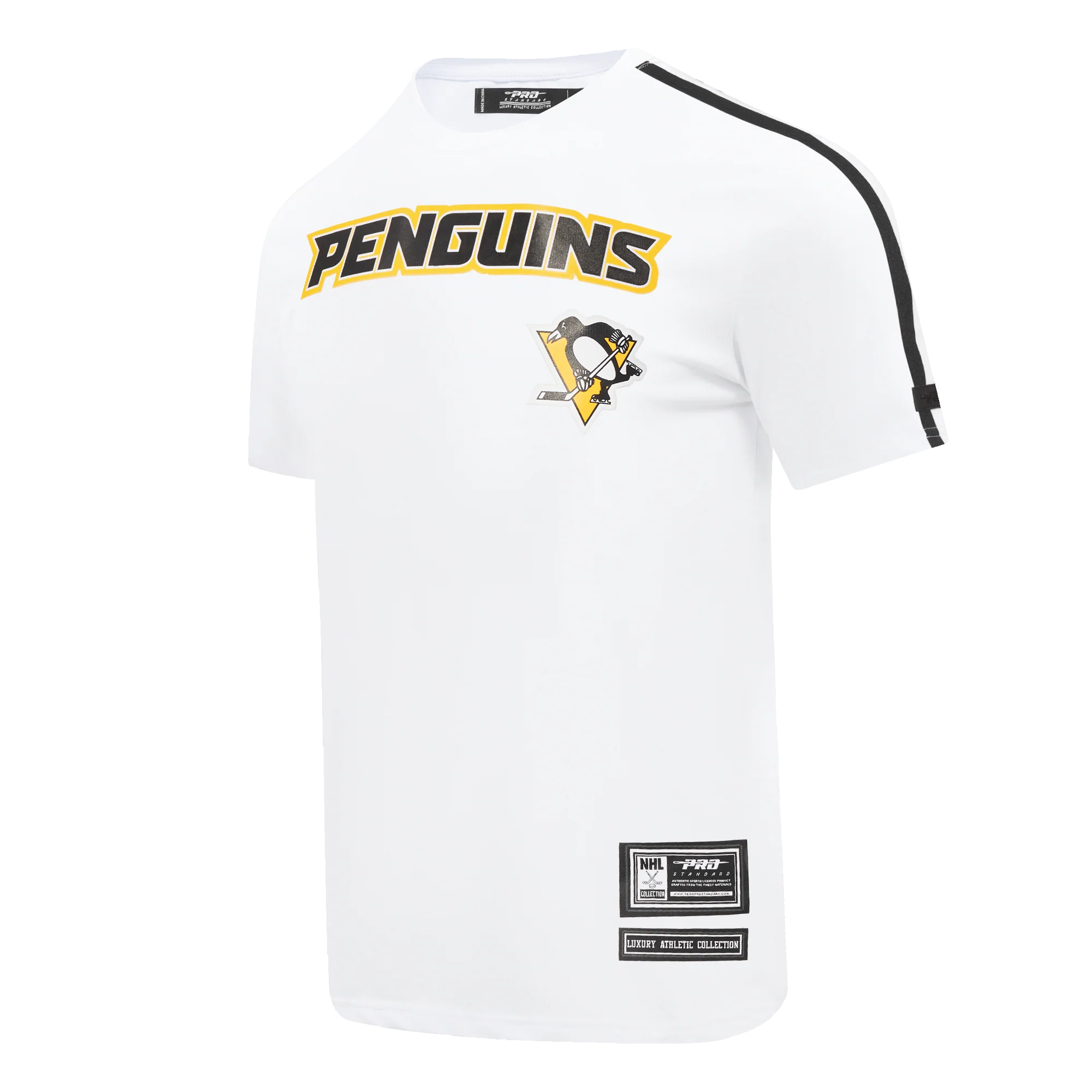 NHL PITTSBURGH PENGUINS CLASSIC MEN'S MESH SINGLE JERSEY STRIPED TEE (WHITE/BLACK) - Image 2