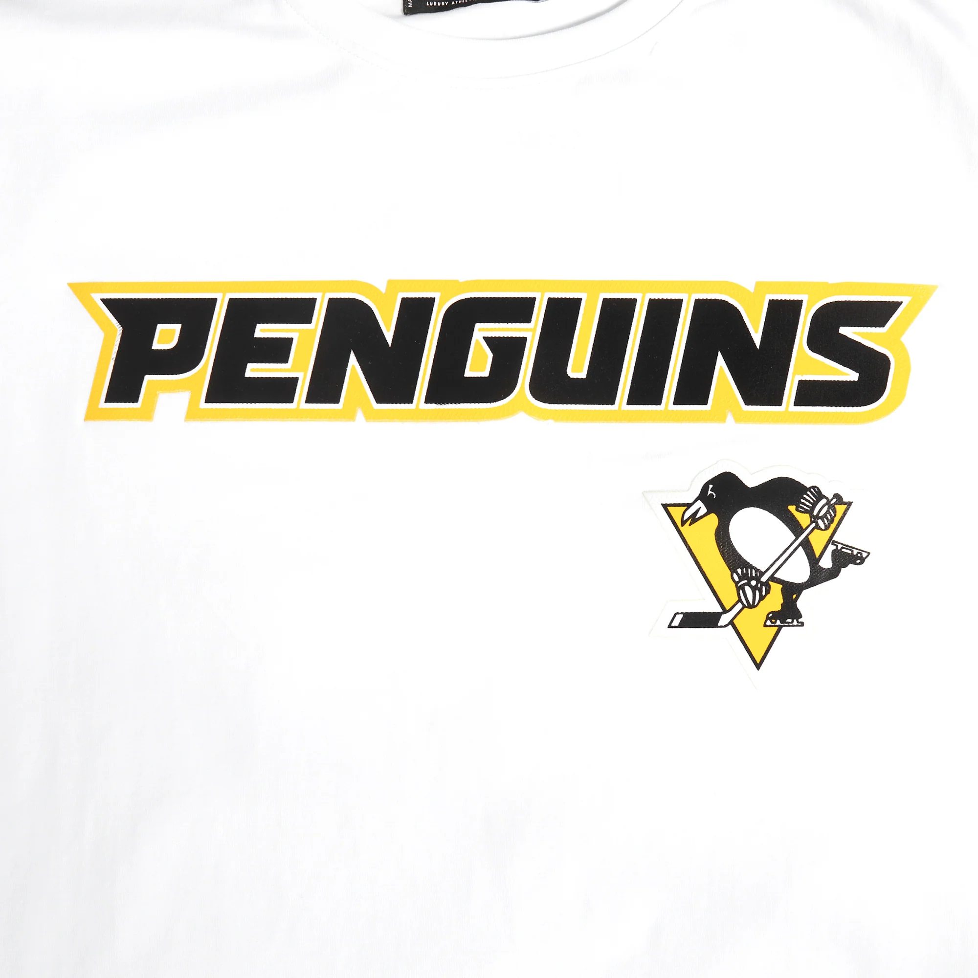 NHL PITTSBURGH PENGUINS CLASSIC MEN'S MESH SINGLE JERSEY STRIPED TEE (WHITE/BLACK) - Image 6