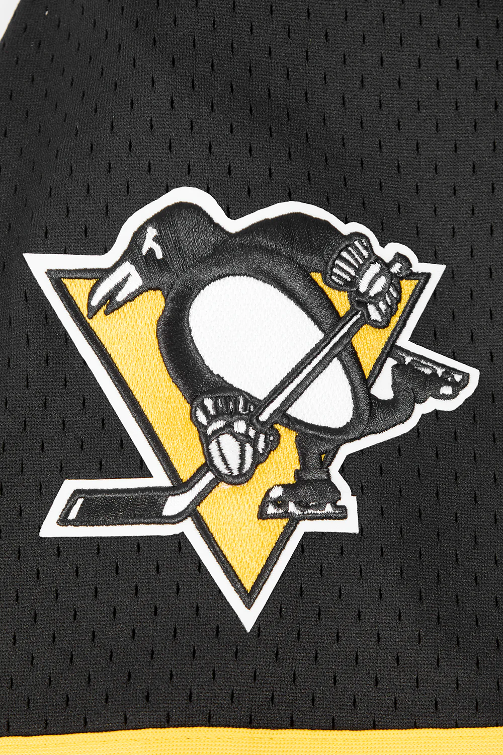 NHL PITTSBURGH PENGUINS CLASSIC MEN'S MESH BUTTON DOWN JERSEY (BLACK/YELLOW) - Image 6