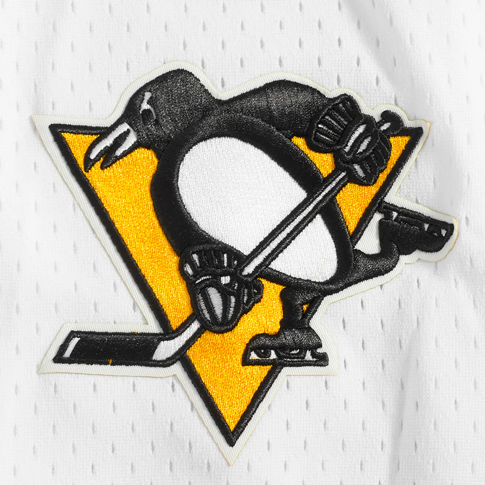 NHL PITTSBURGH PENGUINS CLASSIC MESH MEN'S BUTTON DOWN SHIRT (WHITE / BLACK / WHTE) - Image 5