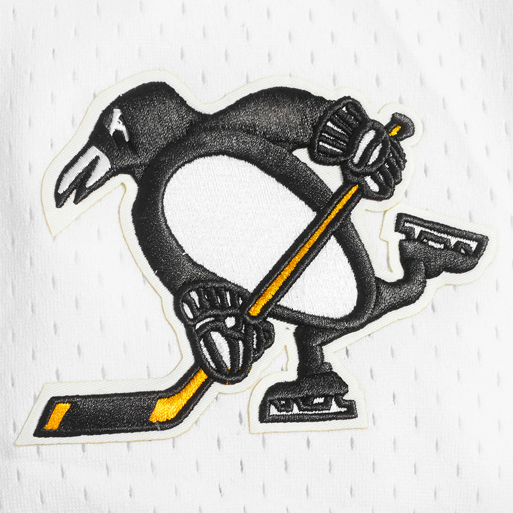 NHL PITTSBURGH PENGUINS CLASSIC MESH MEN'S BUTTON DOWN SHIRT (WHITE / BLACK / WHTE) - Image 6