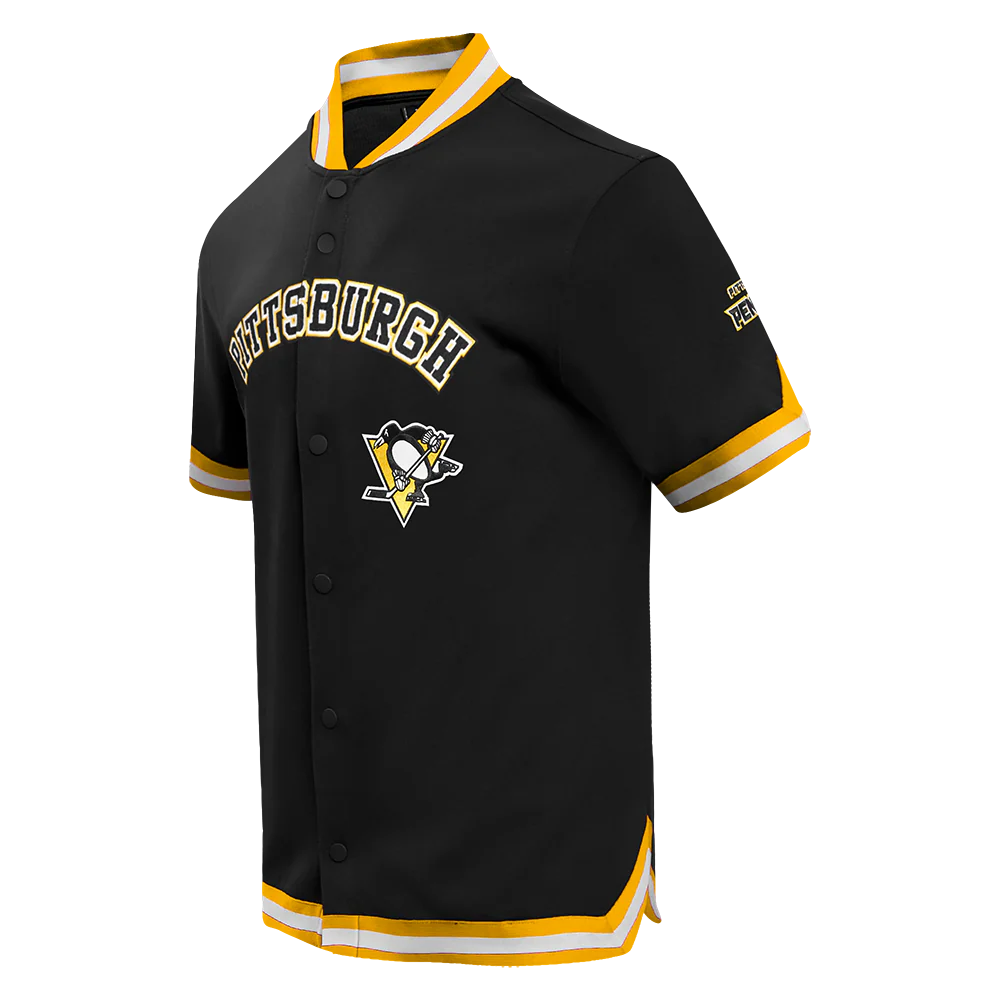 PITTSBURGH PENGUINS CLASSIC MEN'S WARM UP JACKET (BLACK/YELLOW) - Image 2