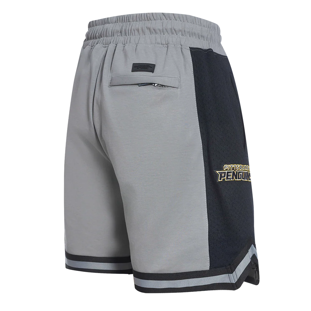 NHL PITTSBURGH PENGUINS SCRIPT TAIL MEN'S DOUBLE KNIT 2.0 SHORT (GRAY/BLACK) - Image 3