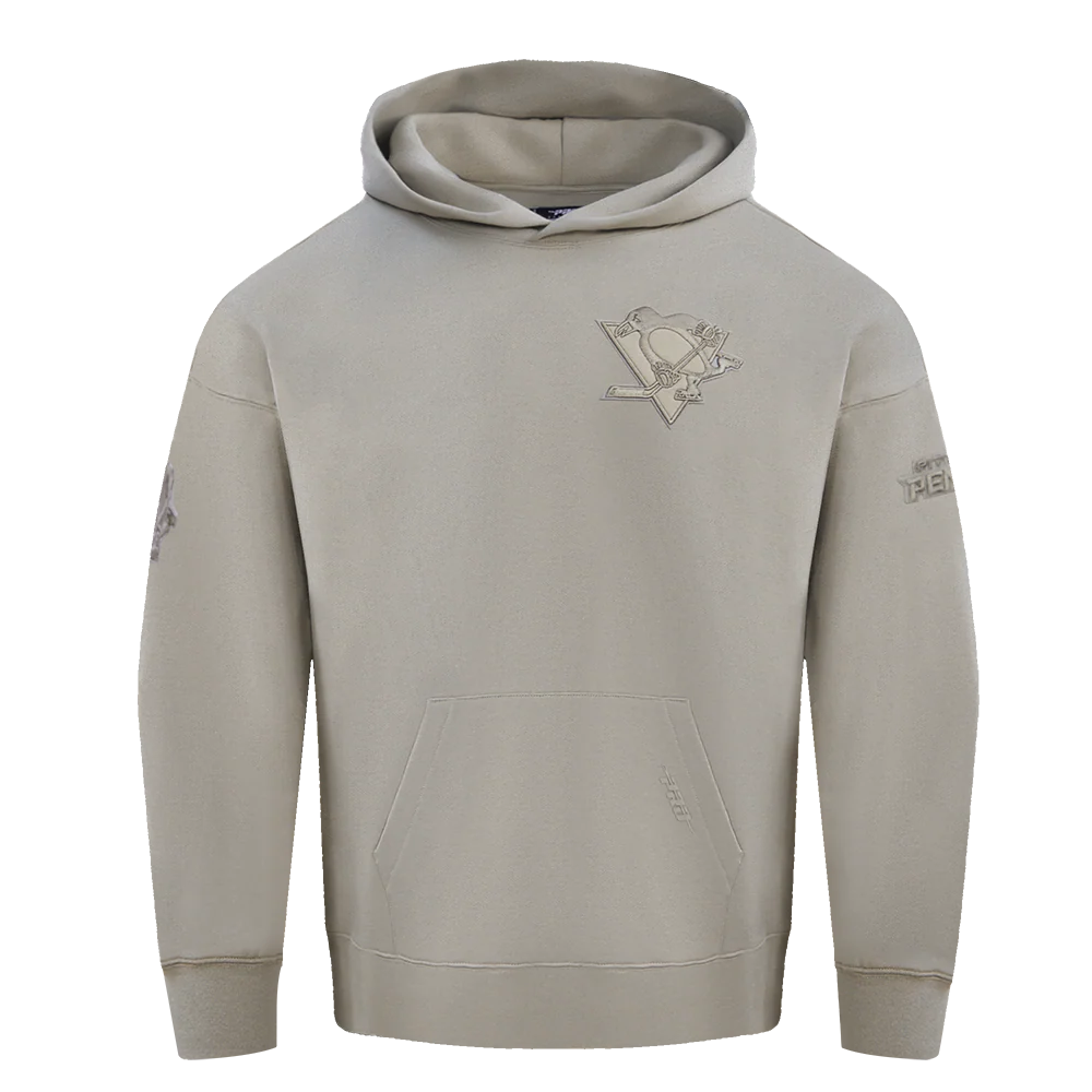 NHL PITTSBURGH PENGUINS NEUTRAL DROP SHOULDER FLEECE PULLOVER HOODIE (TAUPE) - Image 3
