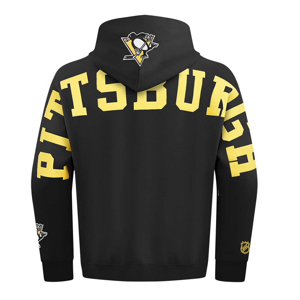 NHL PITTSBURGH PENGUINS WINGSPAN MEN'S DROP SHOULDER FLEECE PULLOVER HOODIE (BLACK) - Image 5