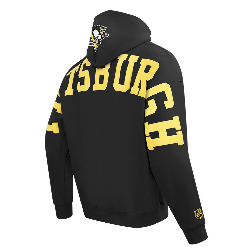 NHL PITTSBURGH PENGUINS WINGSPAN MEN'S DROP SHOULDER FLEECE PULLOVER HOODIE (BLACK) - Image 6