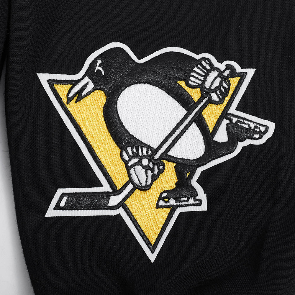 NHL PITTSBURGH PENGUINS WINGSPAN MEN'S DROP SHOULDER FLEECE PULLOVER HOODIE (BLACK) - Image 9