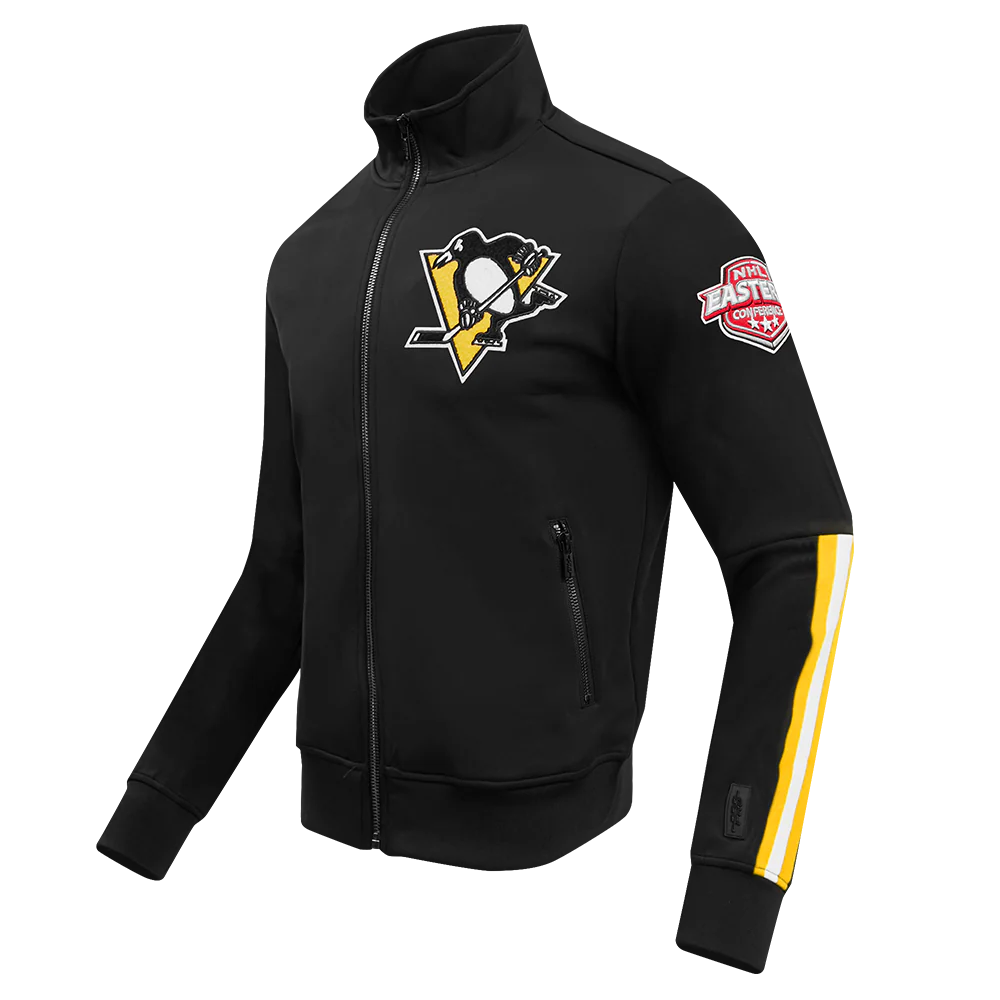 NHL PITTSBURGH PENGUINS CLASSIC CHENILLE MEN'S TRACK JACKET (BLACK/YELLOW) - Image 2