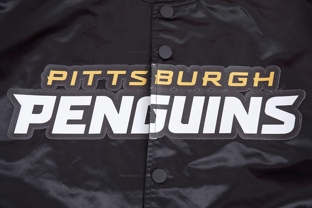 NHL PITTSBURGH PENGUINS CLASSIC MEN'S SATIN JACKET (BLACK) - Image 10