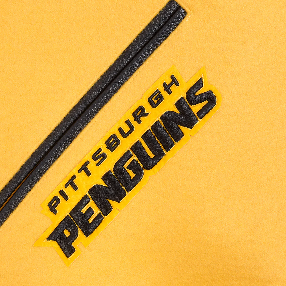 NHL PITTSBURGH PENGUINS CLASSIC MEN'S WOOL VARSITY JACKET (YELLOW/BLACK) - Image 7