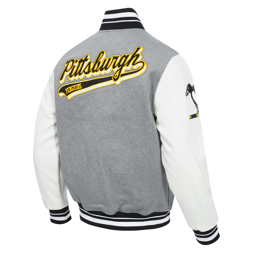 NHL PITTSBURGH PENGUINS SCRIPT TAIL MEN'S RIB WOOL VARSITY (HEATHER GREY/WHITE/BLACK) - Image 4