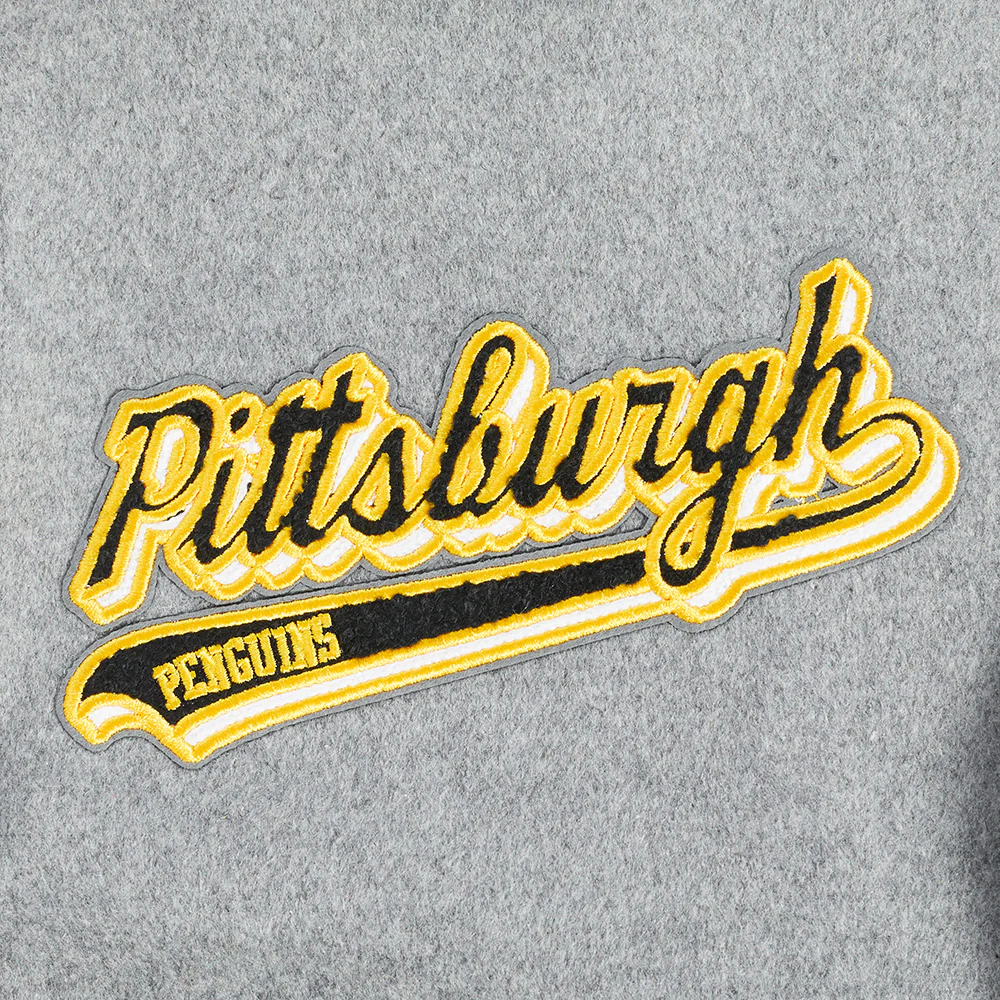 NHL PITTSBURGH PENGUINS SCRIPT TAIL MEN'S RIB WOOL VARSITY (HEATHER GREY/WHITE/BLACK) - Image 6