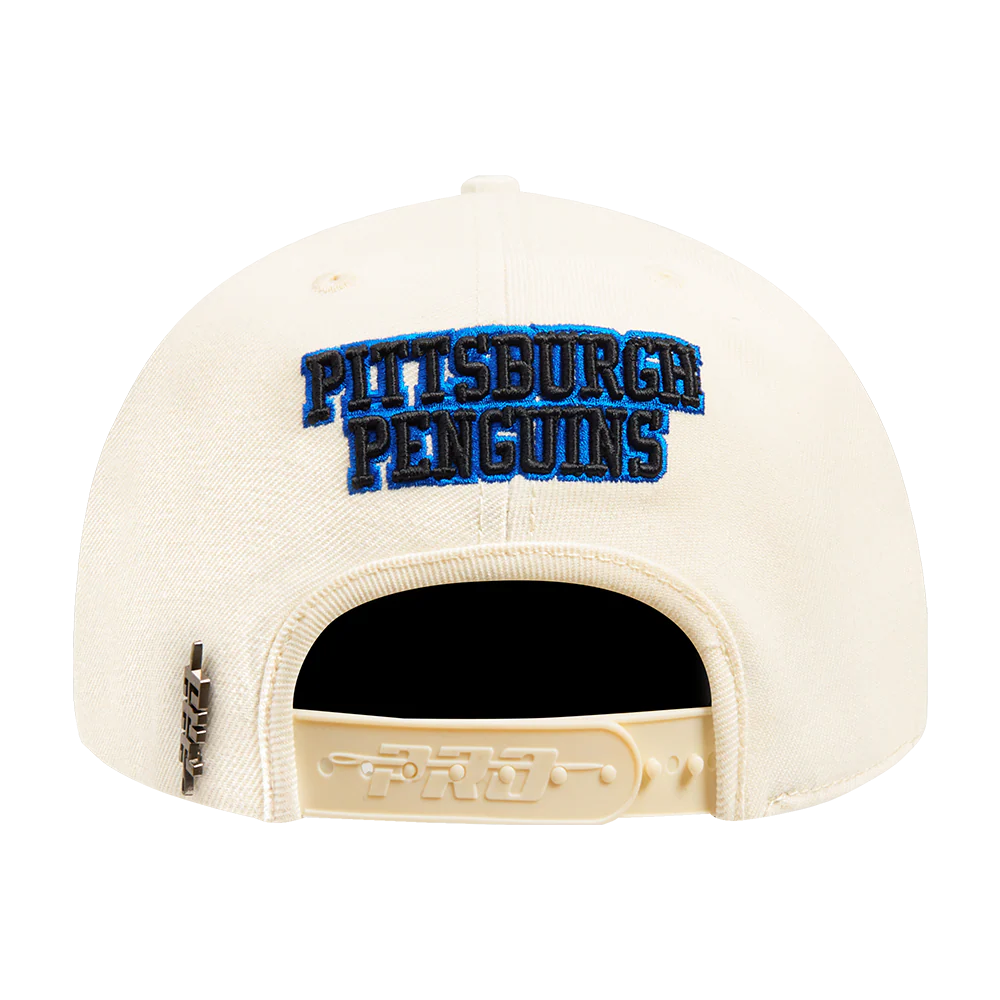 NHL PITTSBURGH PENGUINS RETRO CLASSIC UNISEX WORDMARK LOGO WOOL SNAPBAC (EGGSHELL) - Image 5