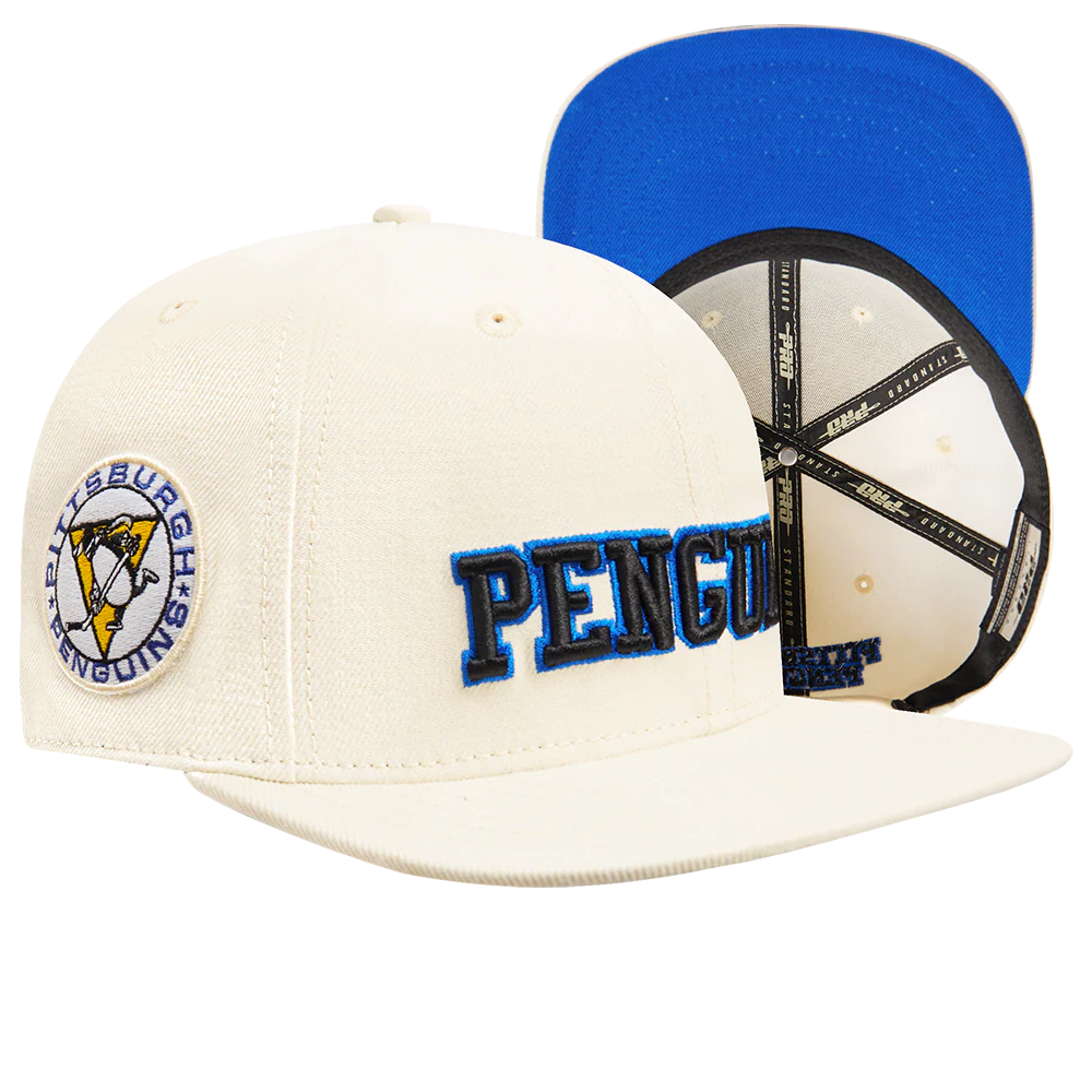 NHL PITTSBURGH PENGUINS RETRO CLASSIC UNISEX WORDMARK LOGO WOOL SNAPBAC (EGGSHELL) - Image 8