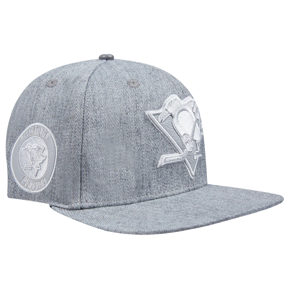 NHL PITTSBURGH PENGUINS TRIPLE TONAL WOOL SNAPBACK HAT (HEATHER GREY) - Image 5