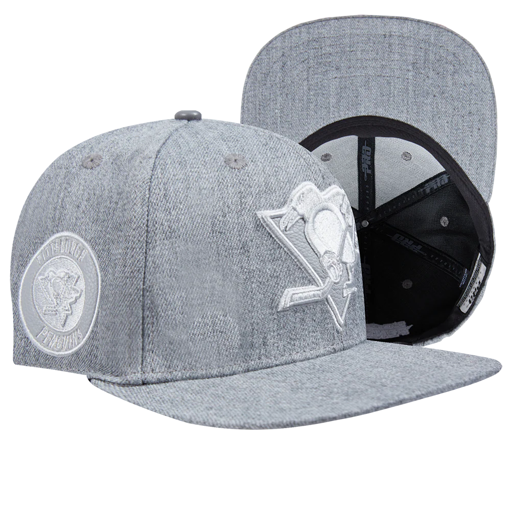 NHL PITTSBURGH PENGUINS TRIPLE TONAL WOOL SNAPBACK HAT (HEATHER GREY) - Image 8