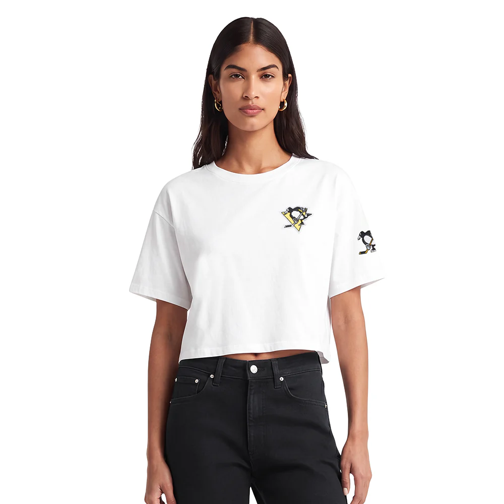 NHL PITTSBURGH PENGUINS CLASSIC WOMEN'S SINGLE JERSEY BOXY TEE (WHITE)