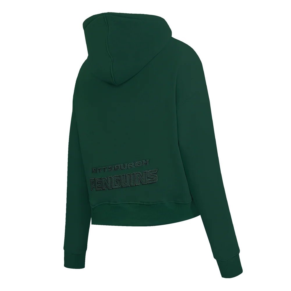 NHL PITTSBURGH PENGUINS NEUTRAL CROPPED FLEECE PULLOVER HOODIE (FOREST GREEN) - Image 4