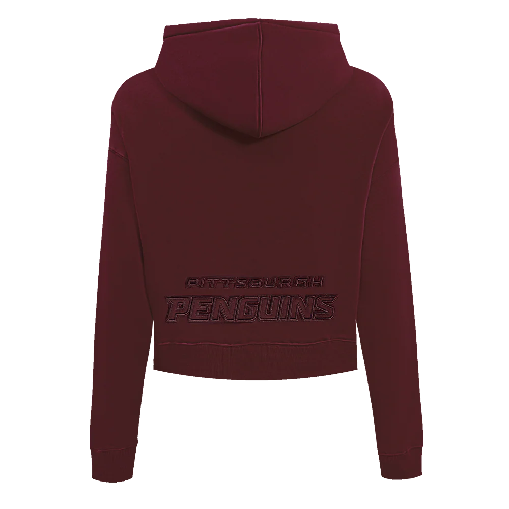 NHL PITTSBURGH PENGUINS NEUTRAL CROPPED FLEECE PULLOVER HOODIE (WINE) - Image 3
