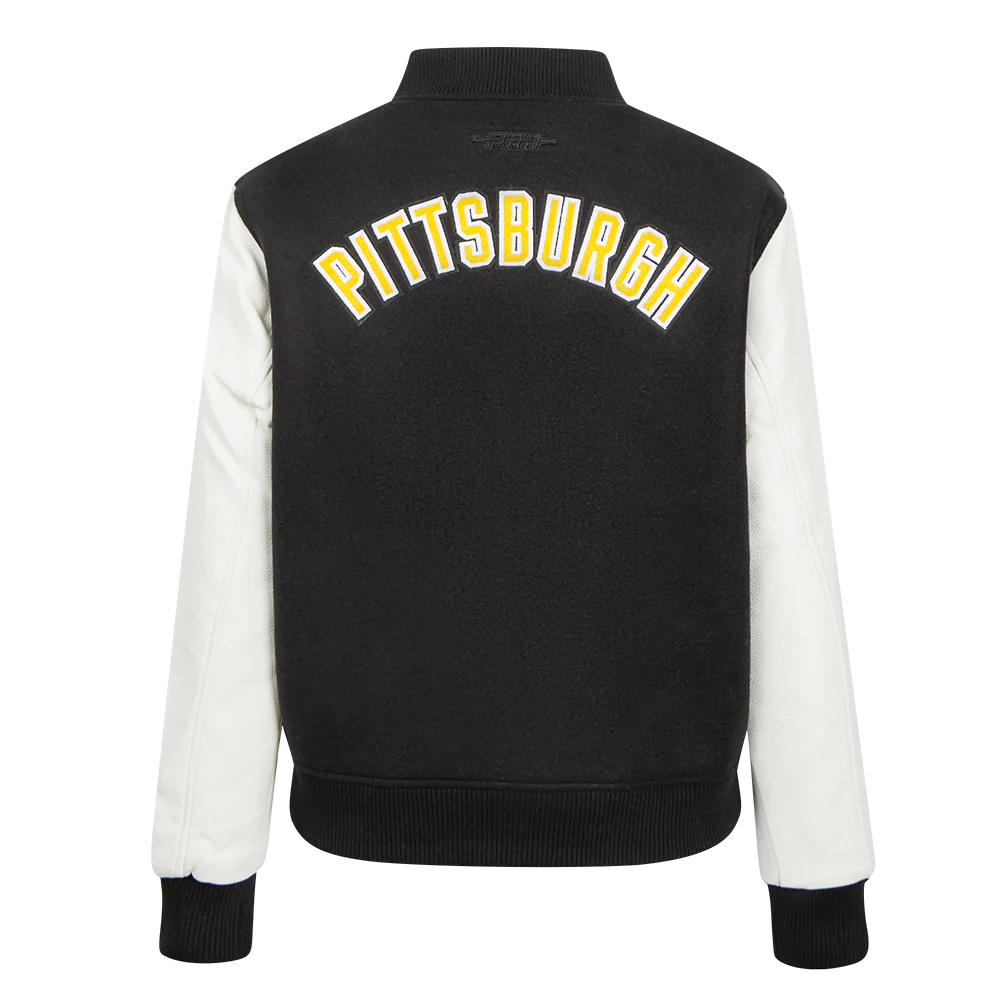 NHL PITTSBURGH PENGUINS CLASSIC WOMEN'S VARSITY JACKET (BLACK/WHITE) - Image 3