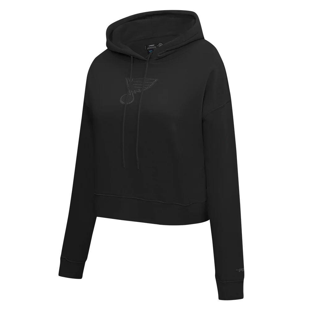 NHL ST. LOUIS BLUES NEUTRAL WOMEN'S CROPPED PULLOVER HOODIE (BLACK) - Image 2