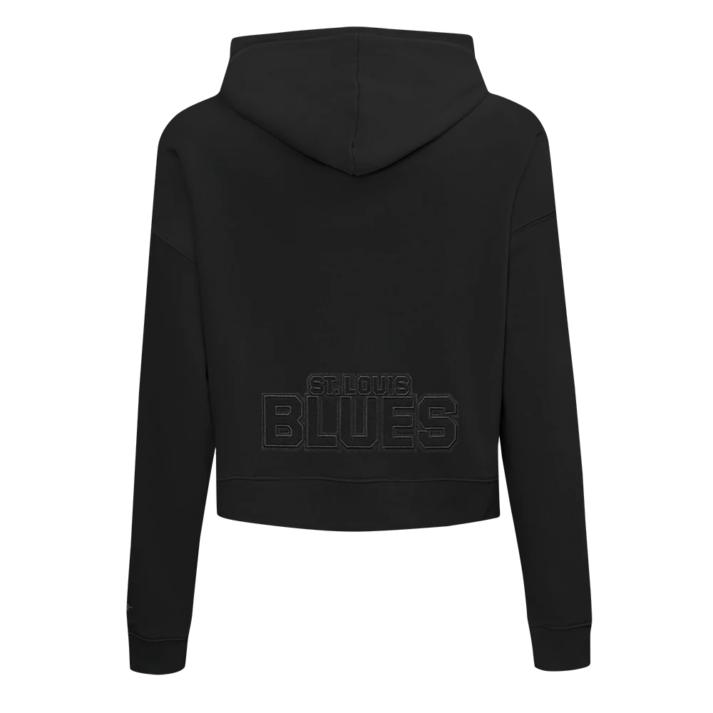 NHL ST. LOUIS BLUES NEUTRAL WOMEN'S CROPPED PULLOVER HOODIE (BLACK) - Image 3