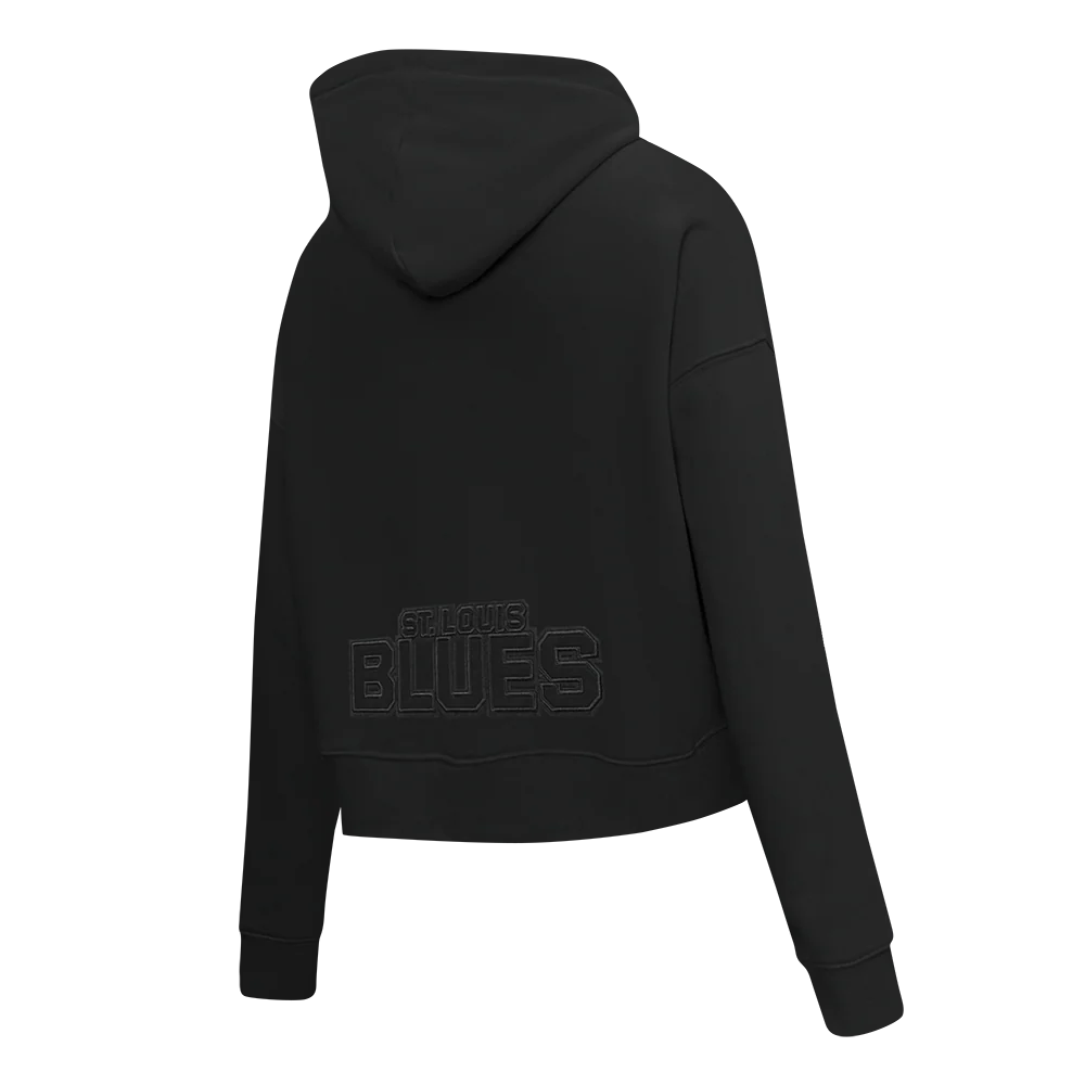 NHL ST. LOUIS BLUES NEUTRAL WOMEN'S CROPPED PULLOVER HOODIE (BLACK) - Image 4