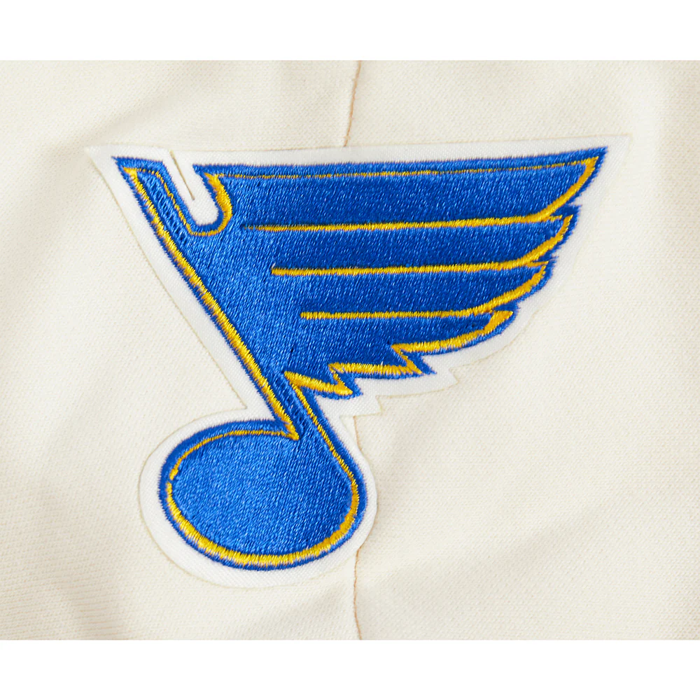 NHL ST. LOUIS BLUES RETRO CLASSIC WOMEN'S RIB CROPPED PO HOODIE (EGGSHELL/ROYAL BLUE) - Image 5