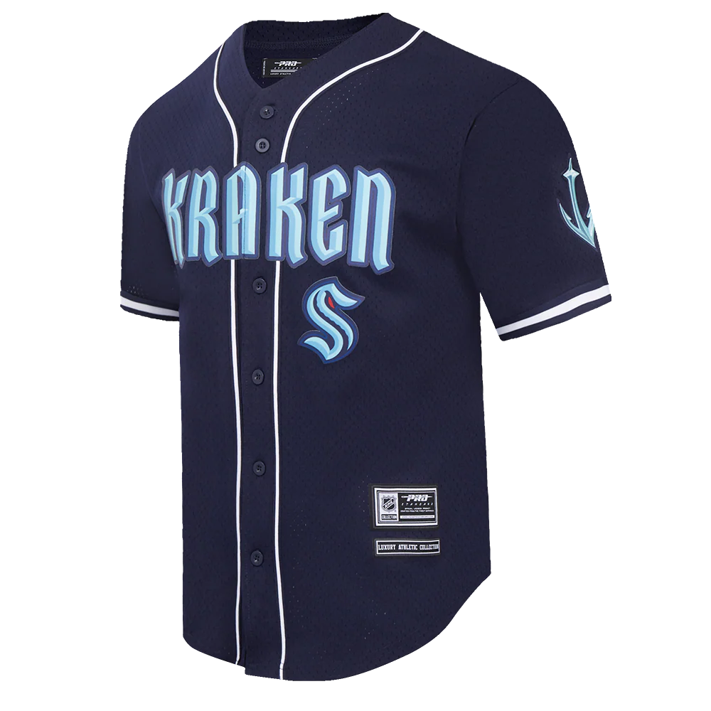 NHL SEATTLE KRAKEN CLASSIC MEN'S MESH BUTTON DOWN JERSEY (MIDNIGHT NAVY) - Image 4