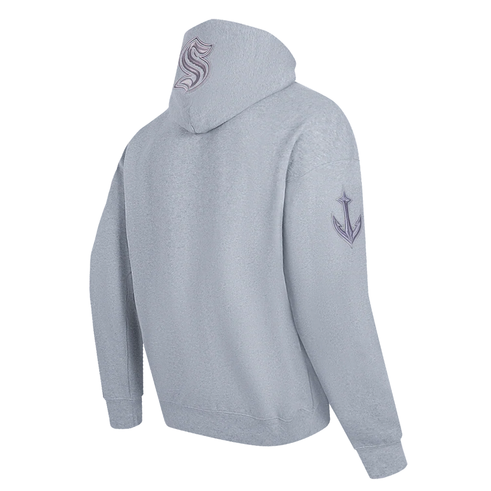 NHL SEATTLE KRAKEN NEUTRAL MEN'S DROP SHOULDER PULLOVER HOODIE (DARK HEATHER GRAY) - Image 4