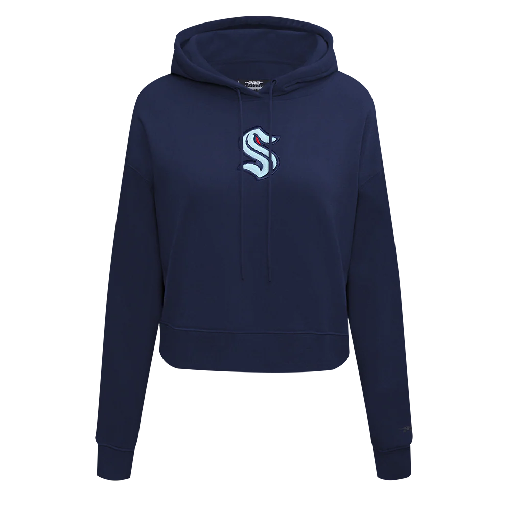 NHL SEATTLE KRAKEN CLASSIC WOMEN'S FLC CROPPED PO HOODIE (MIDNIGHT NAVY) - Image 3