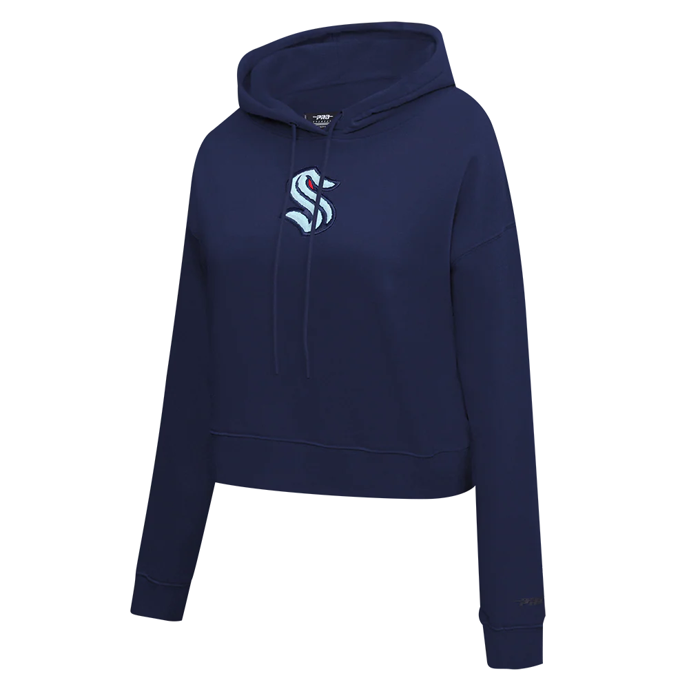 NHL SEATTLE KRAKEN CLASSIC WOMEN'S FLC CROPPED PO HOODIE (MIDNIGHT NAVY) - Image 4
