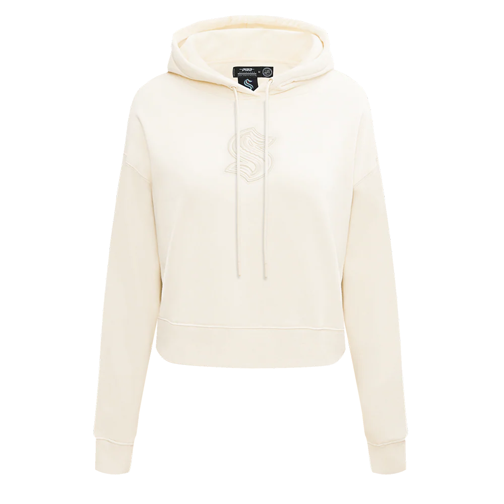 NHL SEATTLE KRAKEN NEUTRAL WOMEN'S CROPPED PULLOVER HOODIE (EGGSHELL)