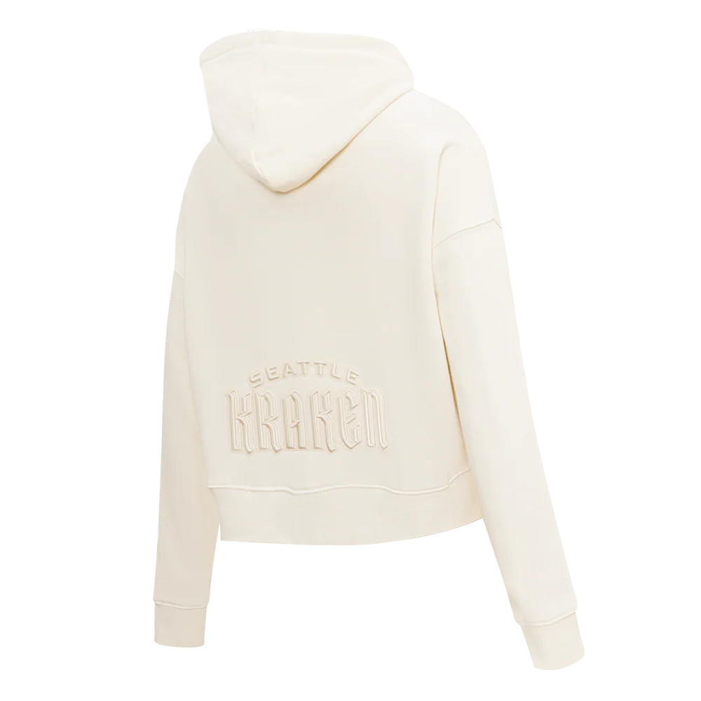 NHL SEATTLE KRAKEN NEUTRAL WOMEN'S CROPPED PULLOVER HOODIE (EGGSHELL) - Image 4