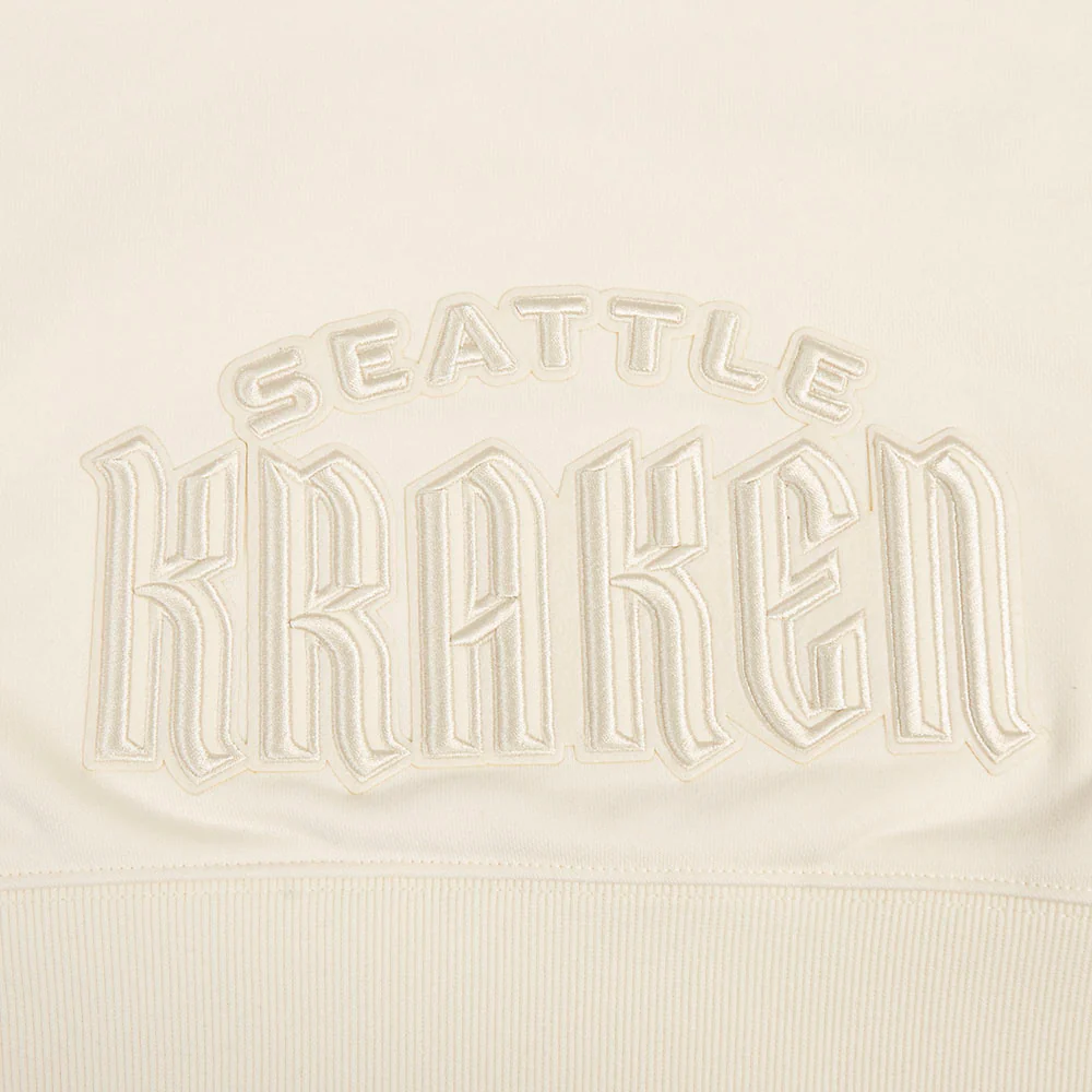 NHL SEATTLE KRAKEN NEUTRAL WOMEN'S CROPPED PULLOVER HOODIE (EGGSHELL) - Image 6