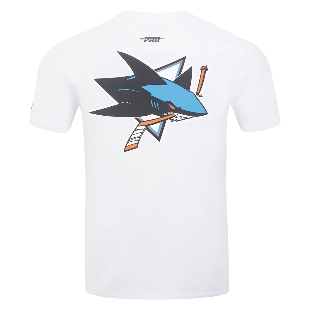 NHL SAN JOSE SHARKS CLASSIC MESH MEN'S SJ STRIPED TEE (WHITE/BLACK) - Image 3