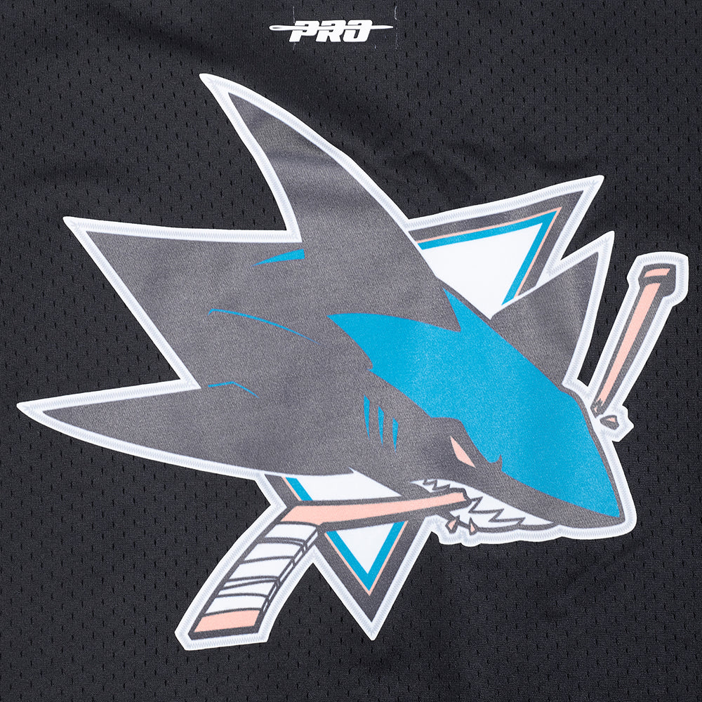 NHL SAN JOSE SHARKS CLASSIC MESH MEN'S BUTTON DOWN SHIRT (BLACK) - Image 5