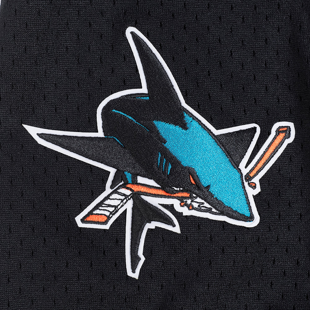 NHL SAN JOSE SHARKS CLASSIC MESH MEN'S BUTTON DOWN SHIRT (BLACK) - Image 9