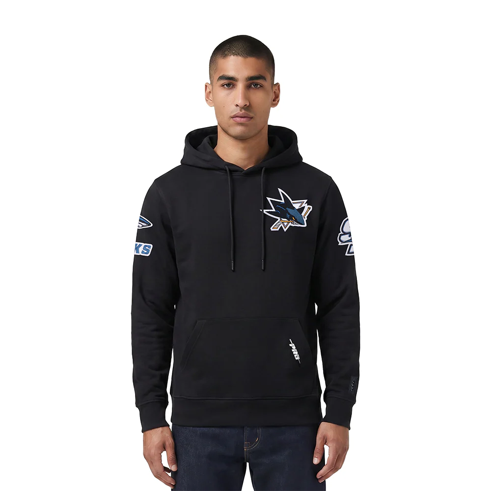 NHL SAN JOSE SHARKS CLASSIC CHENILLE MEN'S PO HOODIE (BLACK)