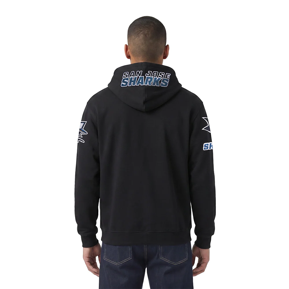 NHL SAN JOSE SHARKS CLASSIC CHENILLE MEN'S PO HOODIE (BLACK) - Image 2