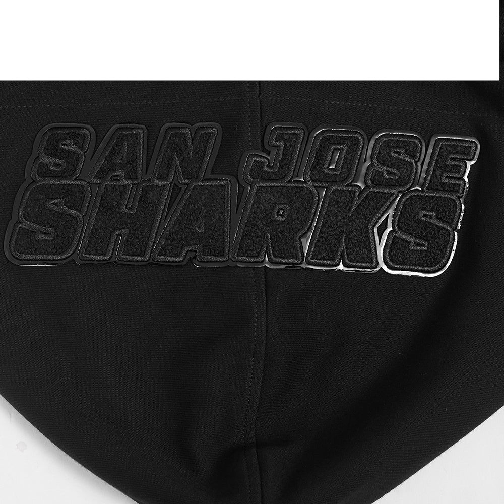 NHL SAN JOSE SHARKS TRIPLE BLACK MEN'S DK FZ PO HOODIE (TRIPLE BLACK) - Image 7