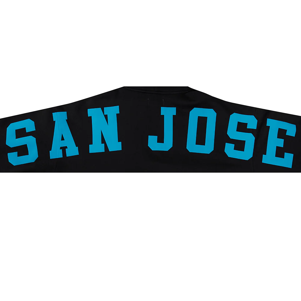 NHL SAN JOSE SHARKS WINGSPAN MEN'S DROP SHOULDER FLC PO HOODIE (BLACK) - Image 13