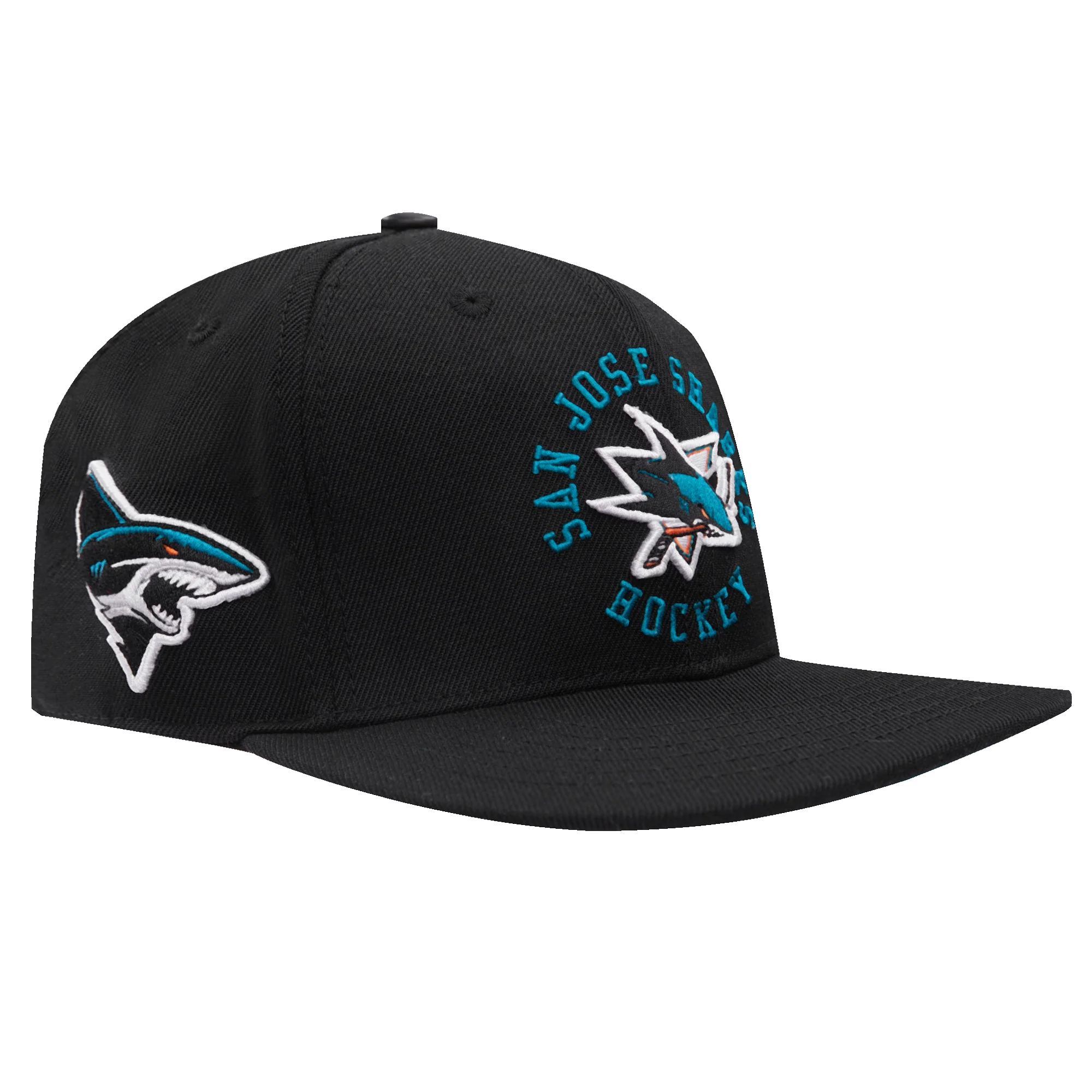 NHL SAN JOSE SHARKS HYBRID UNISEX SNAPBACK HAT (BLACK) - Image 2