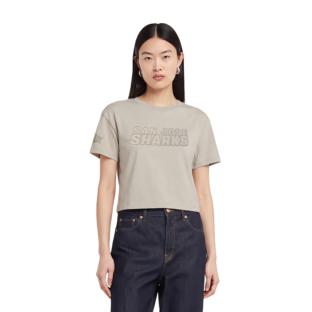 NHL SAN JOSE SHARKS NEUTRAL WOMEN'S BOXY TEE (TAUPE)