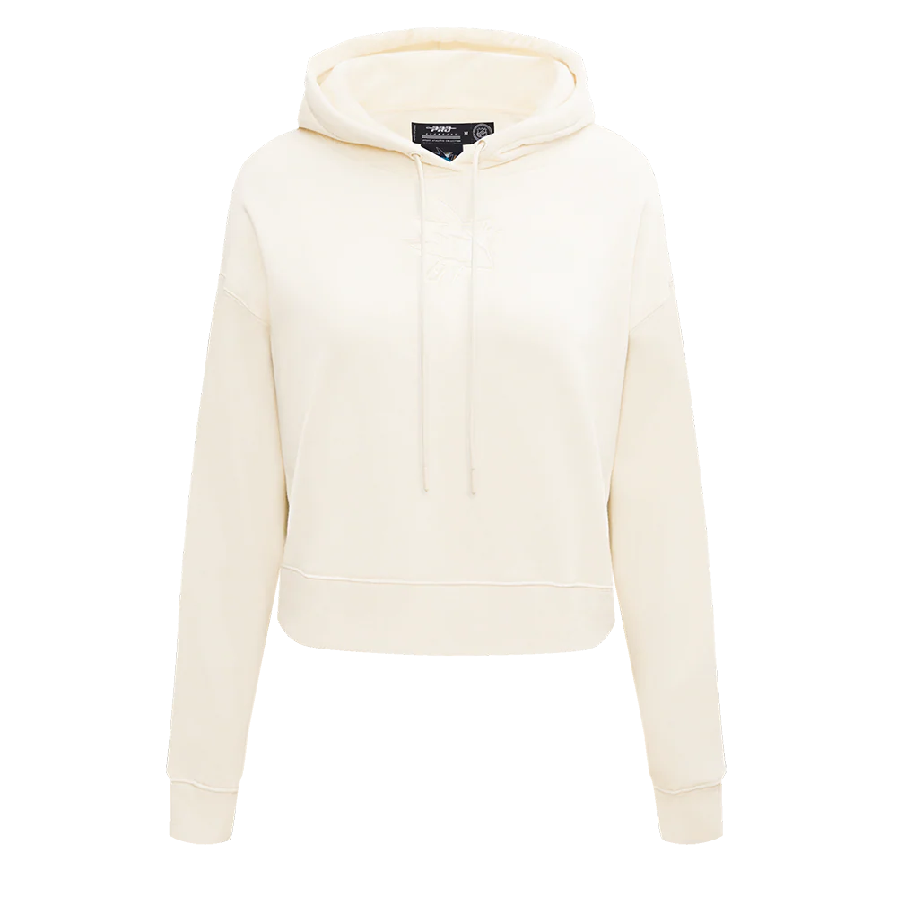 NHL SAN JOSE SHARKS NEUTRAL WOMEN'S CROPPED PULLOVER HOODIE (EGGSHELL)