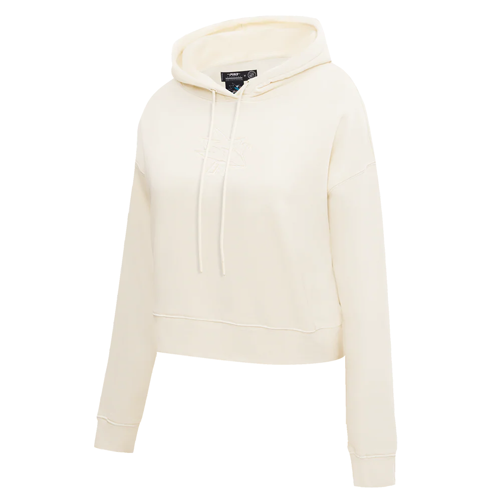 NHL SAN JOSE SHARKS NEUTRAL WOMEN'S CROPPED PULLOVER HOODIE (EGGSHELL) - Image 2