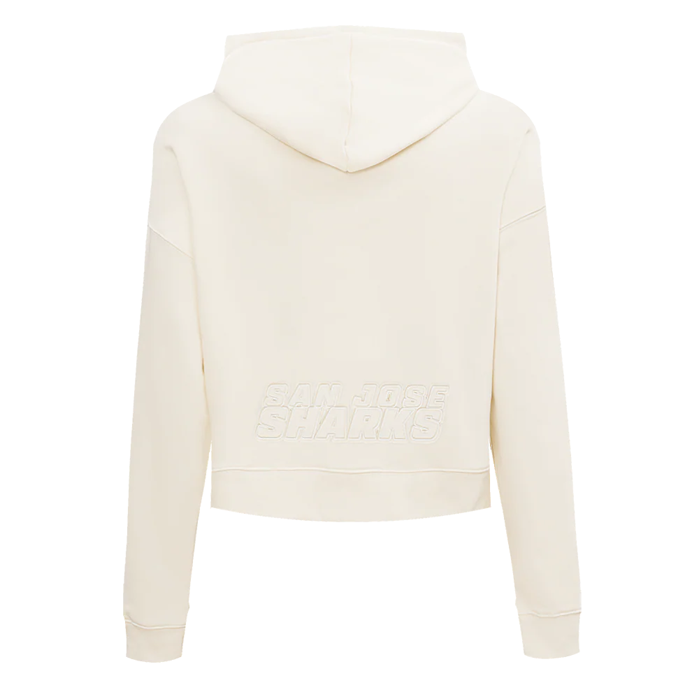 NHL SAN JOSE SHARKS NEUTRAL WOMEN'S CROPPED PULLOVER HOODIE (EGGSHELL) - Image 3